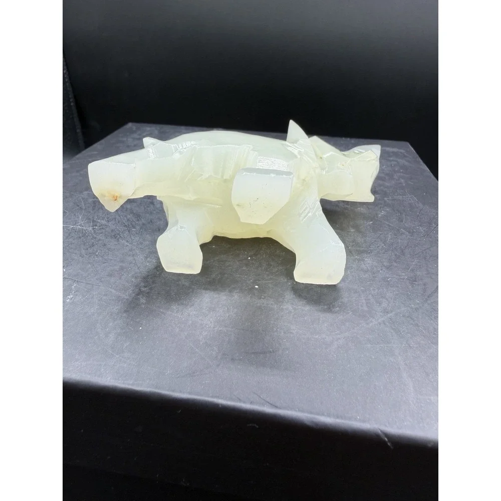 🐘 Hand‑Carved Onyx Elephant Figurine – Vintage Stone Decor – EUC ✨